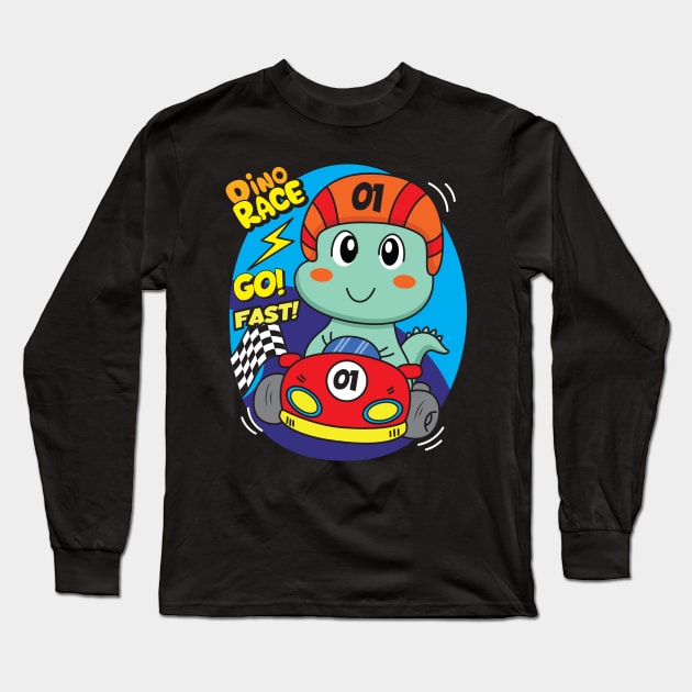 dino soccer player race Long Sleeve T-Shirt by Mako Design 